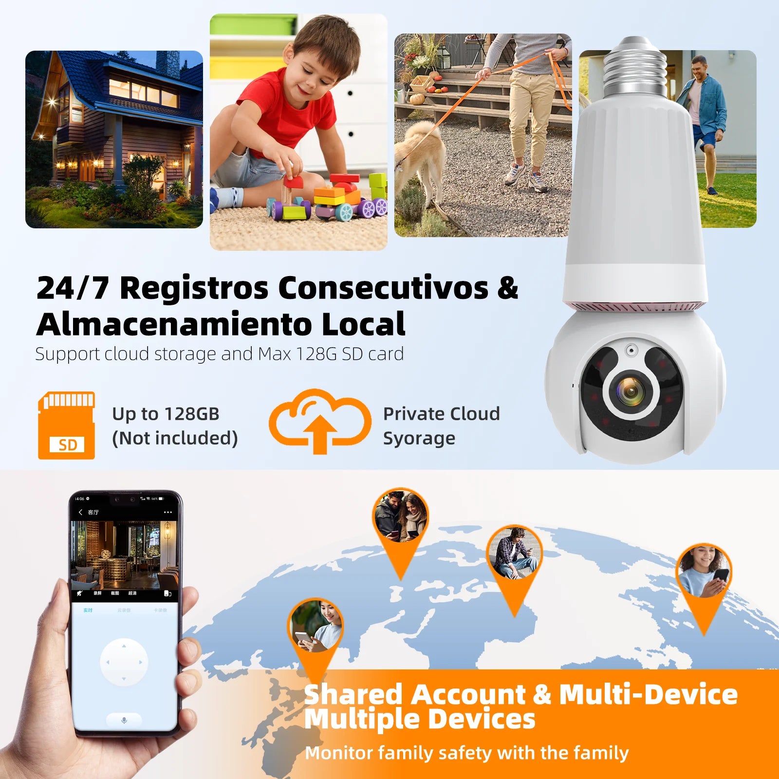 5MP 1/2/4PCS Bulb Camera Wifi 5G Color Night Vision 10X Digital Zoom Surveillance Camera Twoway Audio E27 Camera Waterproof IP66