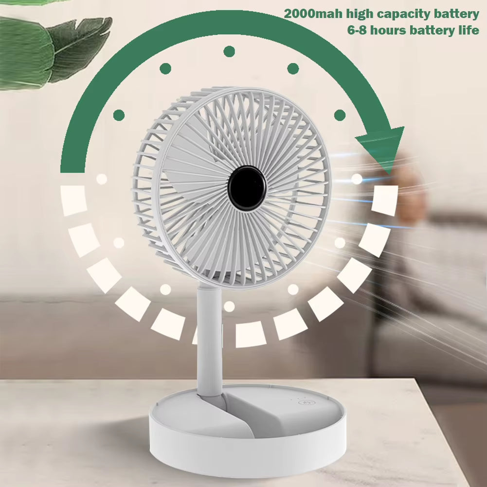 Desktop Foldable Fan 2000Mah Portable Household USB Rechargeable 3Speed Mute Fan Electric Adjustable Air Conditioner Cooling Fan